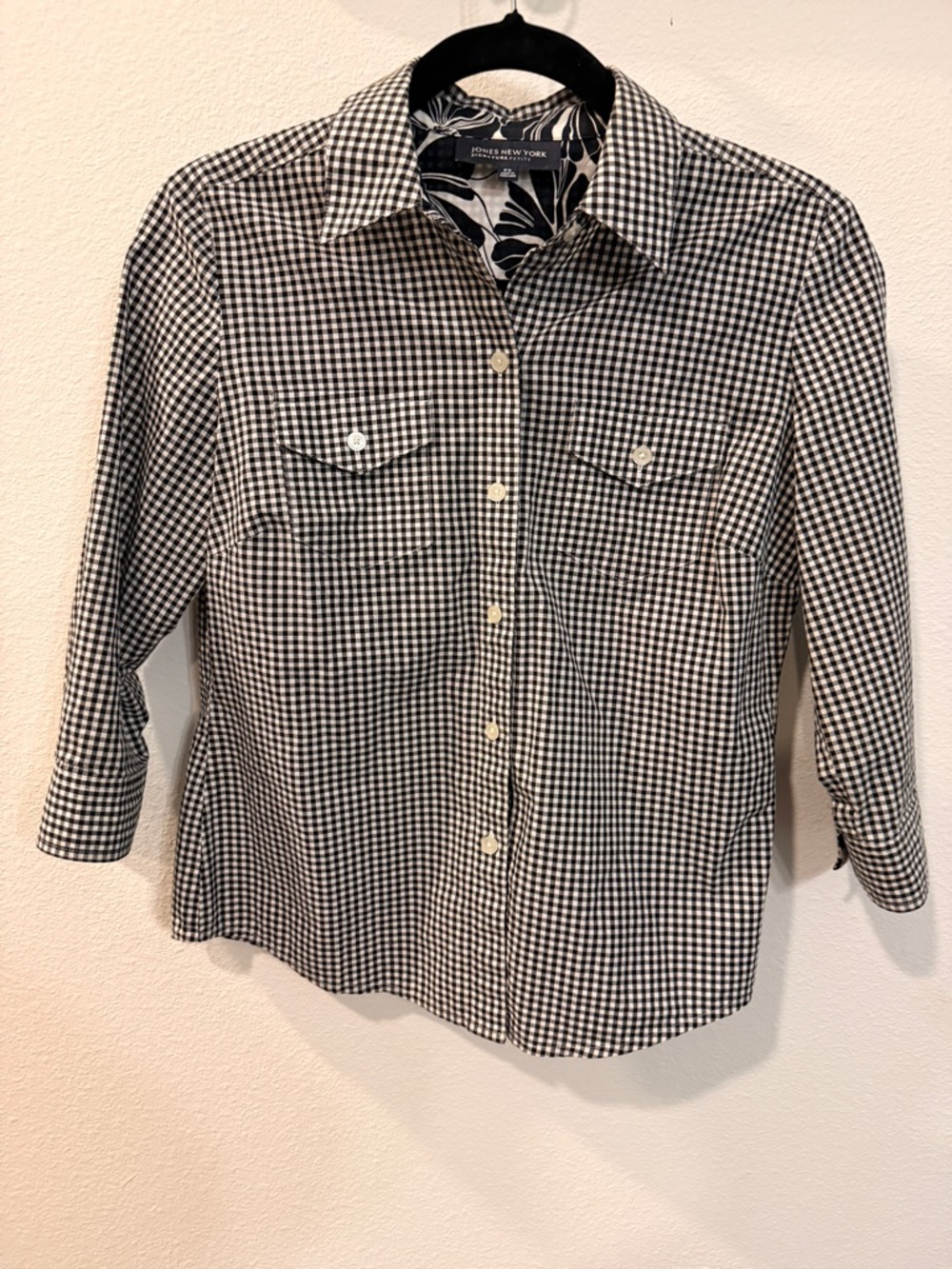 Jones New York Kids Black & White Gingham Button-Up Shirt